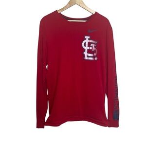 The Nike Tee St Louis Cardinals Long Sleeve T-Shirt Red Mens Large Spell Out